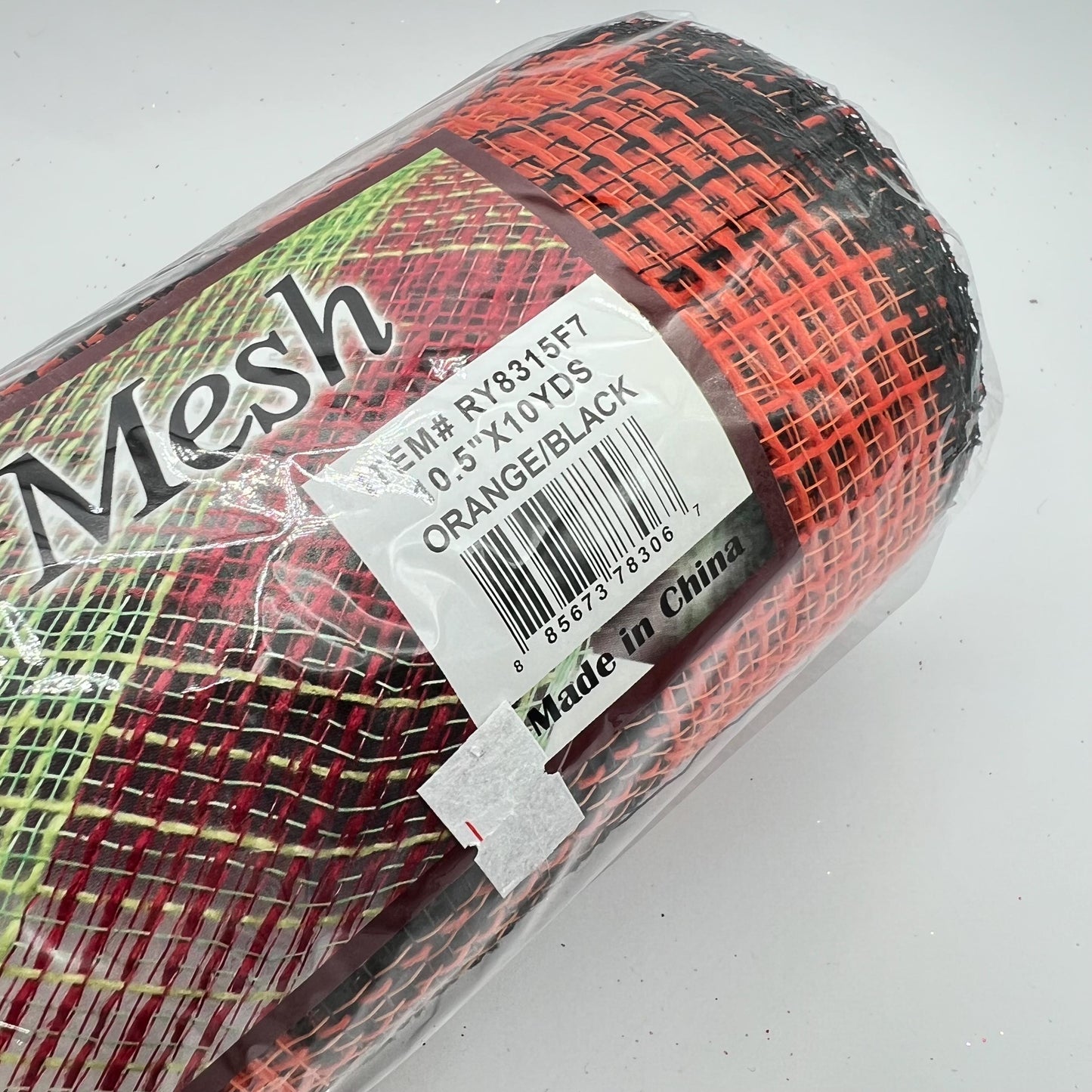 Orange & Black Check Fabric Mesh: Halloween Wreath Supply (10" x 10 Yards)