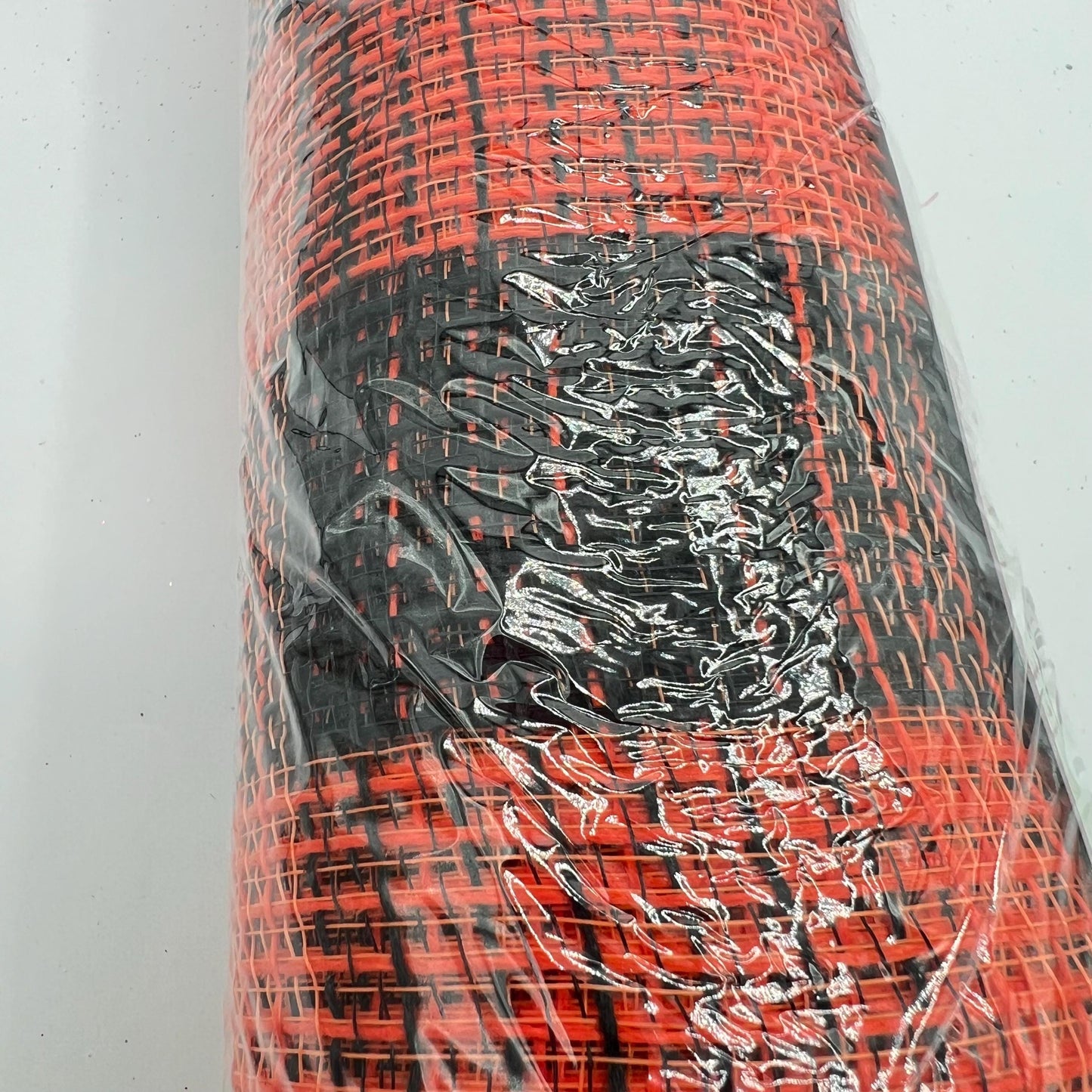 Orange & Black Check Fabric Mesh: Halloween Wreath Supply (10" x 10 Yards)