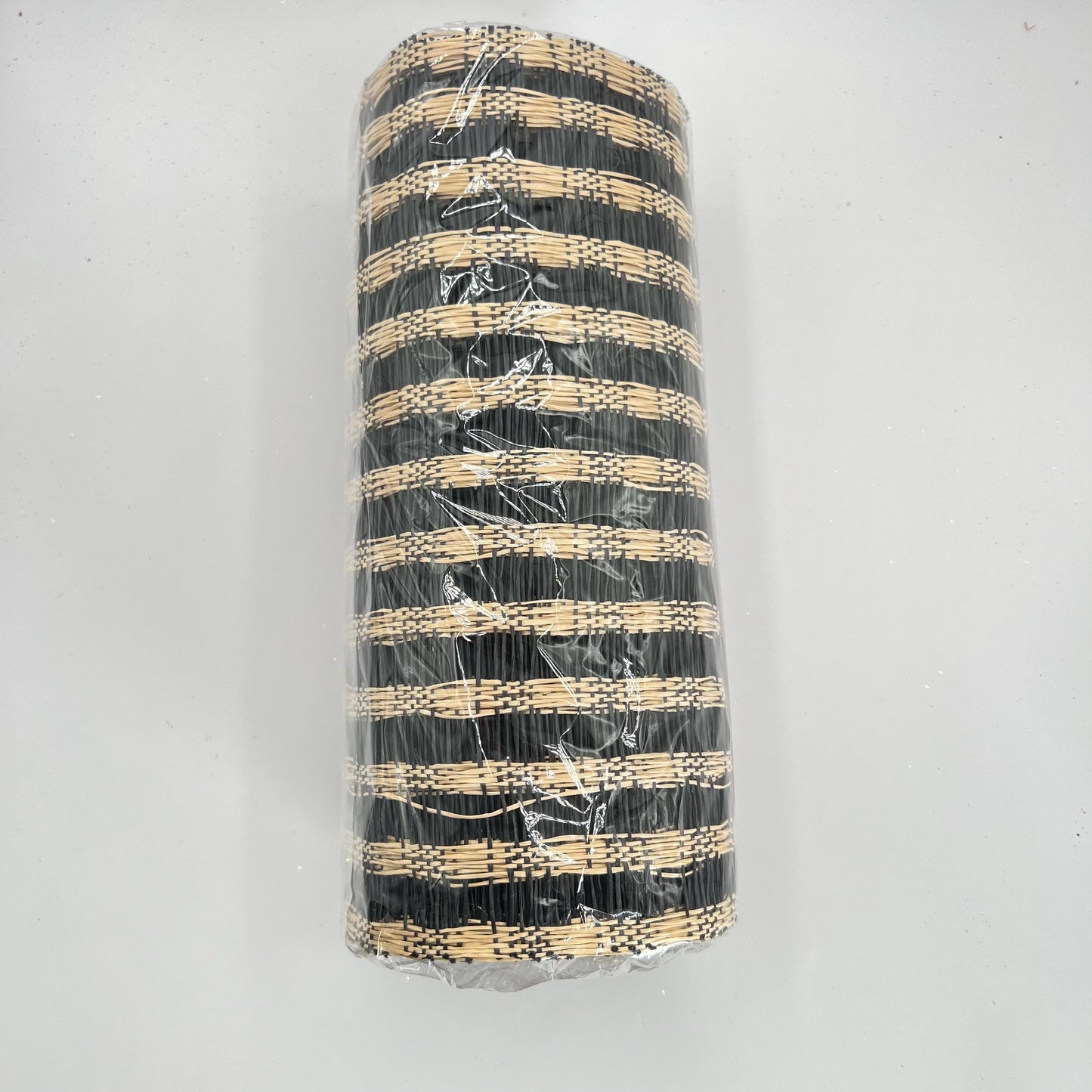 Beige and Black Poly Burlap Check Mesh, Large Weave Black and Brown Mesh Ribbon for Wreaths, Wreathmaking Supply, Windowpane Mesh, RP8121F8
