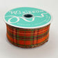 Fall Plaid Wired Ribbon: Orange, Moss Green & Burgundy Metallic - 1.5" x 10yd