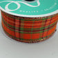 Fall Plaid Wired Ribbon: Orange, Moss Green & Burgundy Metallic - 1.5" x 10yd