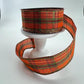 Fall Plaid Wired Ribbon: Orange, Moss Green & Burgundy Metallic - 1.5" x 10yd