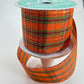 Fall Plaid Wired Ribbon: Orange, Moss Green & Burgundy Metallic - 1.5" x 10yd
