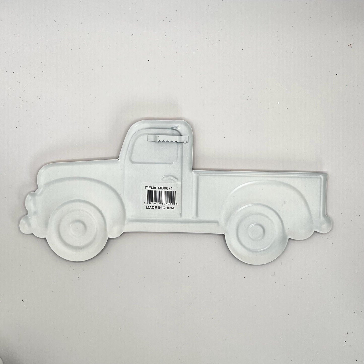 Leopard Pickup Truck Sign: Embossed Metal Door Hanger