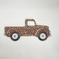 Leopard Pickup Truck Sign: Embossed Metal Door Hanger