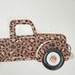 Leopard Pickup Truck Sign: Embossed Metal Door Hanger