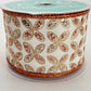 Quatrefoil Ivory Ribbon with Gold and Rose Gold Glitter Leaves, 2.5 Inch Wired Ribbon for Bows, Fall or Autumn Wreath Ribbon, RGE192677