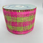 Paper Mesh, 4 Inch Fuscia and Green Check Paper Mesh Ribbon, Wide Mesh Ribbon, Summer Party Decor, Hot Pink and Lime Green Mesh Ribbon Decor