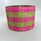 Paper Mesh, 4 Inch Fuscia and Green Check Paper Mesh Ribbon, Wide Mesh Ribbon, Summer Party Decor, Hot Pink and Lime Green Mesh Ribbon Decor