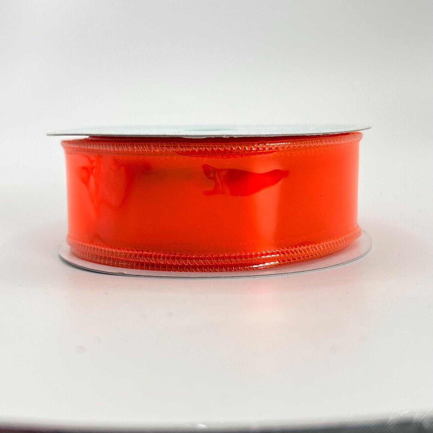 Orange Jelly Ribbon: 1.5" Wired Translucent PVC Vinyl, Halloween Easter Wreath Supply