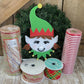 Elf Wreath Kit, Christmas Evergreen Wreath Kit, North Pole Santa’s Elf Wreath Kit, Christmas Red and Green Ribbon Mesh Sign Wreath Bundle