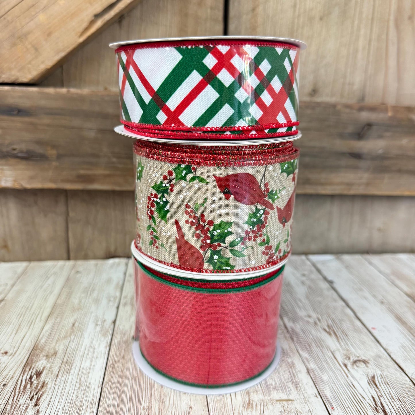 Cardinal Wreath Kit WITH VIDEO, Thin Merry Christmas Wreath Kit, Do It Yourself Holiday Wreath Kit, Rustic Snowy Cardinal Ribbon Mesh Sign