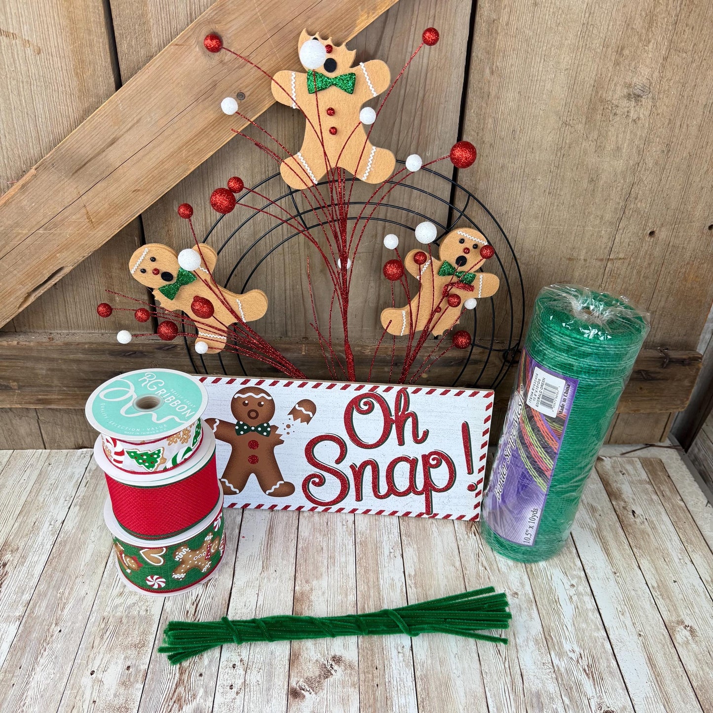 Oh Snap Gingerbread Man Thin Christmas Wreath Kit WITH VIDEO: DIY Holiday Decor