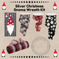 Holiday Wreath Kit, Thin Christmas Gnome Wreath Kit, Do It Yourself Christmas Wreath Kit, Red and Silver Gnome Ribbon Mesh and Sign Bundle