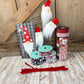 Holiday Wreath Kit, Thin Christmas Gnome Wreath Kit, Do It Yourself Christmas Wreath Kit, Red and Silver Gnome Ribbon Mesh and Sign Bundle