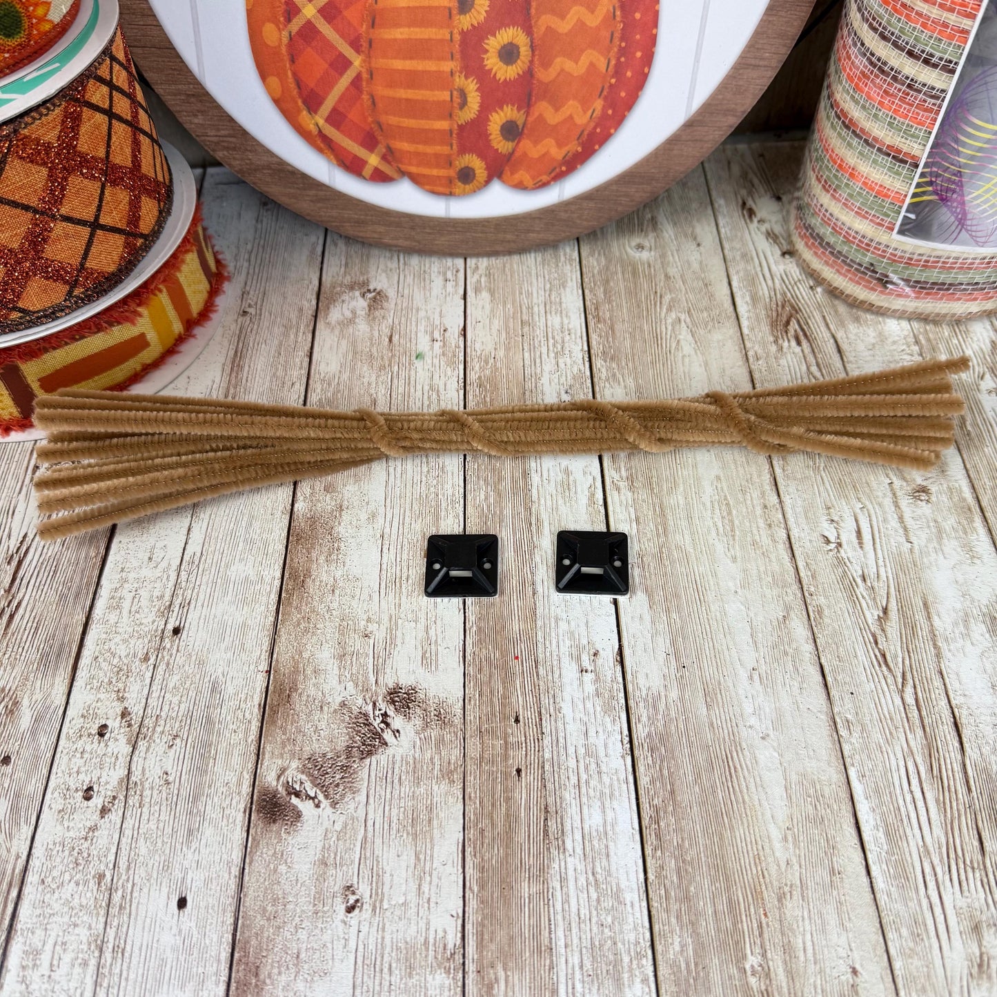 Fall Thin Wreath Kit, Welcome Patchwork Pumpkin Wreath Kit, Orange and Beige Fall Pancake Wreath Kit, Fall Ribbon Mesh and Wreath Frame Kit
