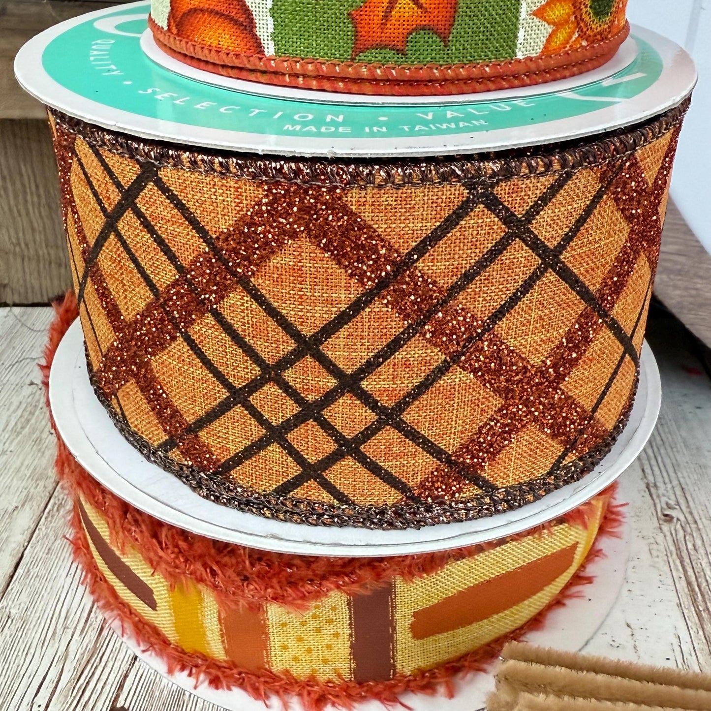 Fall Thin Wreath Kit, Welcome Patchwork Pumpkin Wreath Kit, Orange and Beige Fall Pancake Wreath Kit, Fall Ribbon Mesh and Wreath Frame Kit