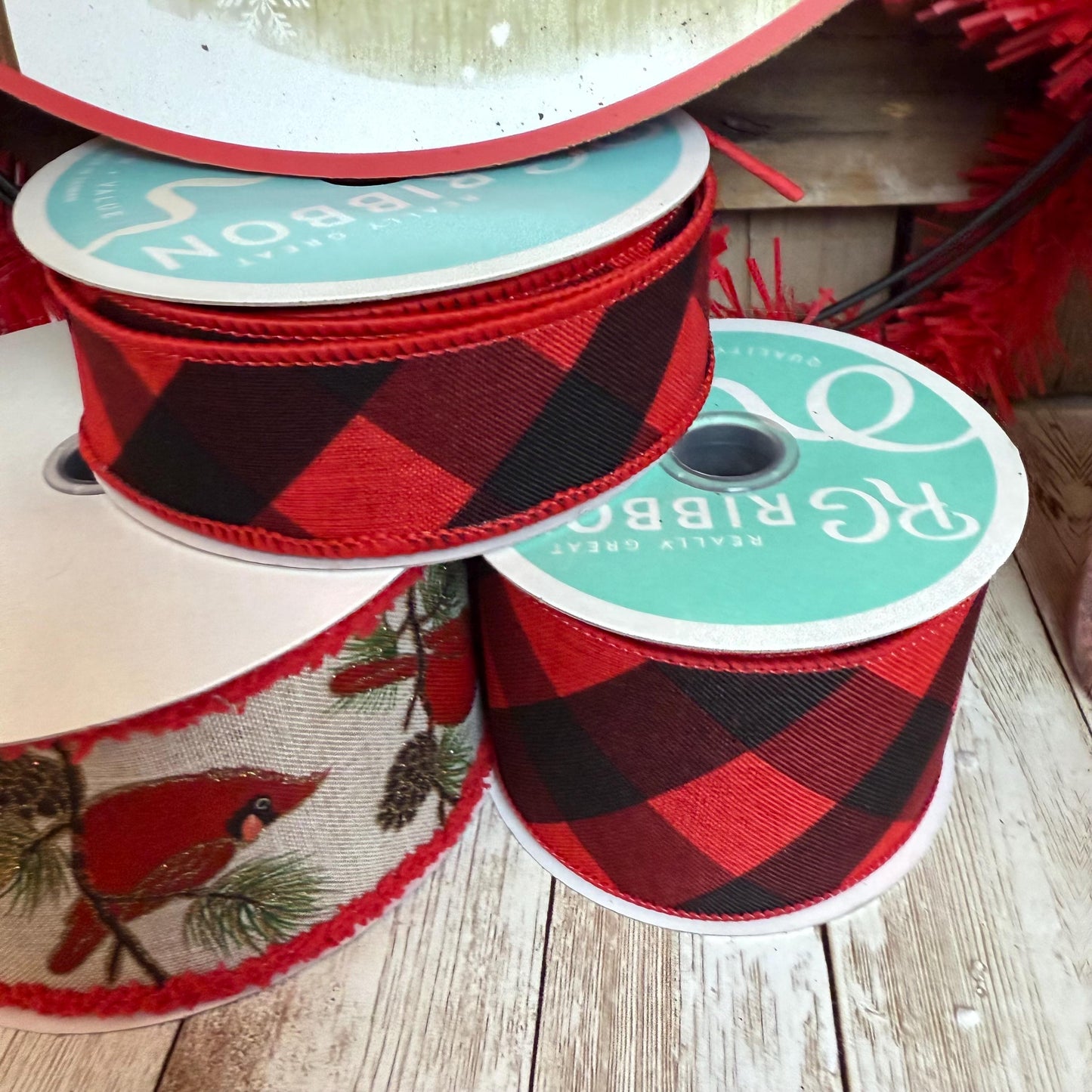 Cardinal Wreath Kit, Large Snowy Cardinal Wreath Kit, Do It Yourself Holiday Wreath Kit, Rustic Snowy Cardinal Ribbon Mesh and Sign Bundle