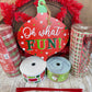 Christmas Wreath Kit, Vintage Ornament Wreath Kit, Do It Yourself Holiday Wreath Kit, Oh What Fun Green Red Ribbon Mesh and Sign Bundle