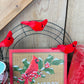 Cardinal Wreath Kit WITH VIDEO, Thin Merry Christmas Wreath Kit, Do It Yourself Holiday Wreath Kit, Rustic Snowy Cardinal Ribbon Mesh Sign