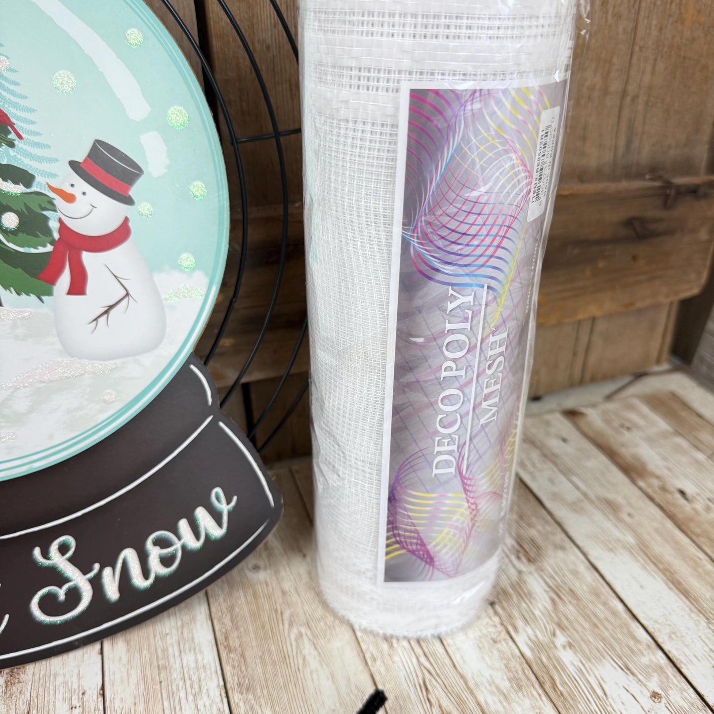 Let It Snow Christmas Wreath Kit WITH VIDEO: Ice Blue Snowglobe and Snowflake Ribbon - DIY