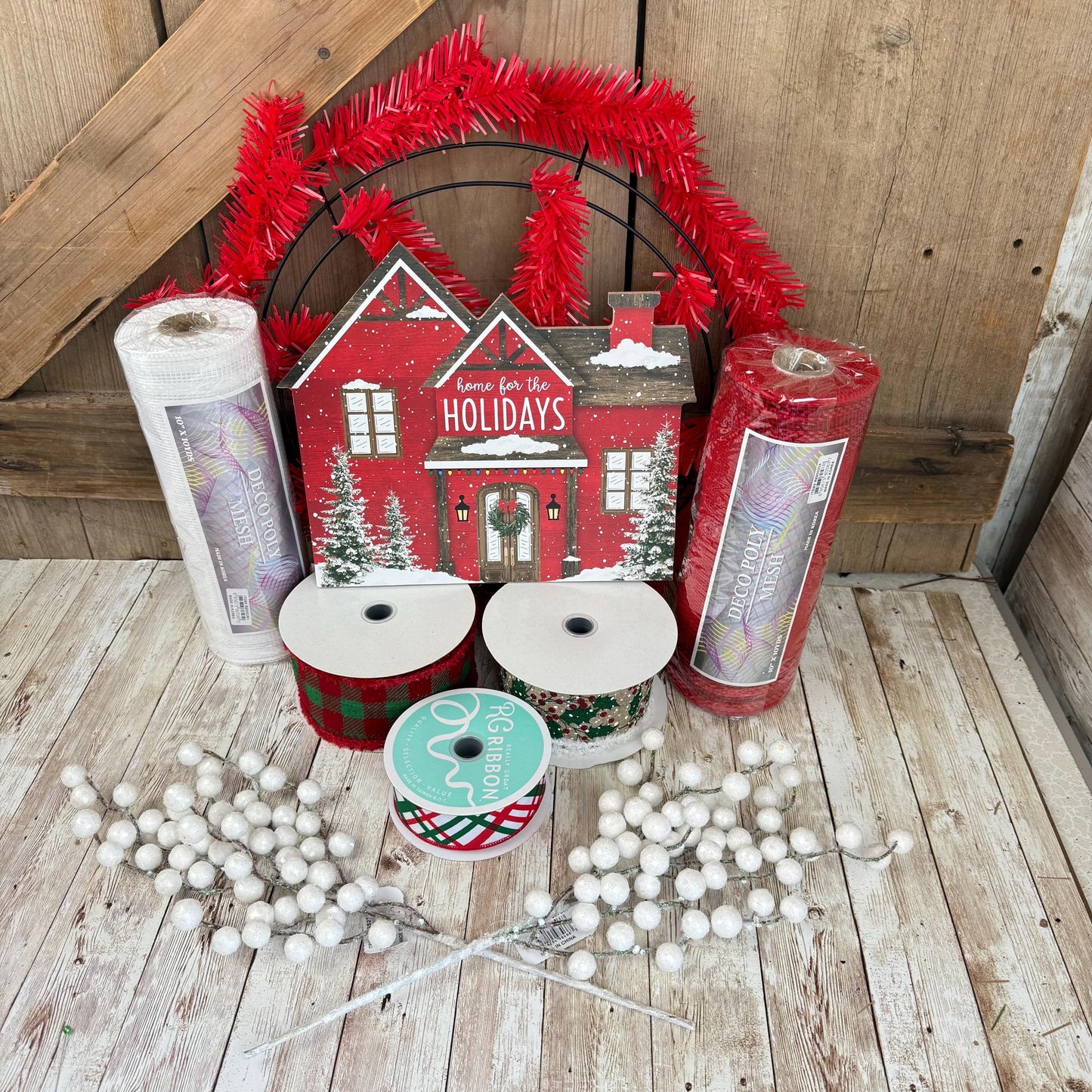 Home for the Holidays Large Wreath Kit: DIY Christmas Decor