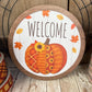 Fall Thin Wreath Kit, Welcome Patchwork Pumpkin Wreath Kit, Orange and Beige Fall Pancake Wreath Kit, Fall Ribbon Mesh and Wreath Frame Kit