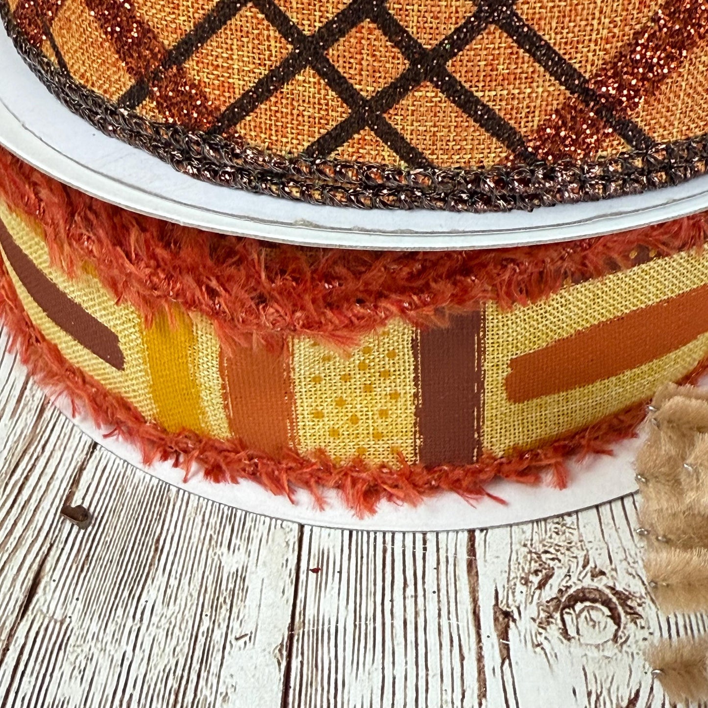 Fall Thin Wreath Kit, Welcome Patchwork Pumpkin Wreath Kit, Orange and Beige Fall Pancake Wreath Kit, Fall Ribbon Mesh and Wreath Frame Kit