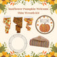 Fall Thin Wreath Kit, Welcome Patchwork Pumpkin Wreath Kit, Orange and Beige Fall Pancake Wreath Kit, Fall Ribbon Mesh and Wreath Frame Kit