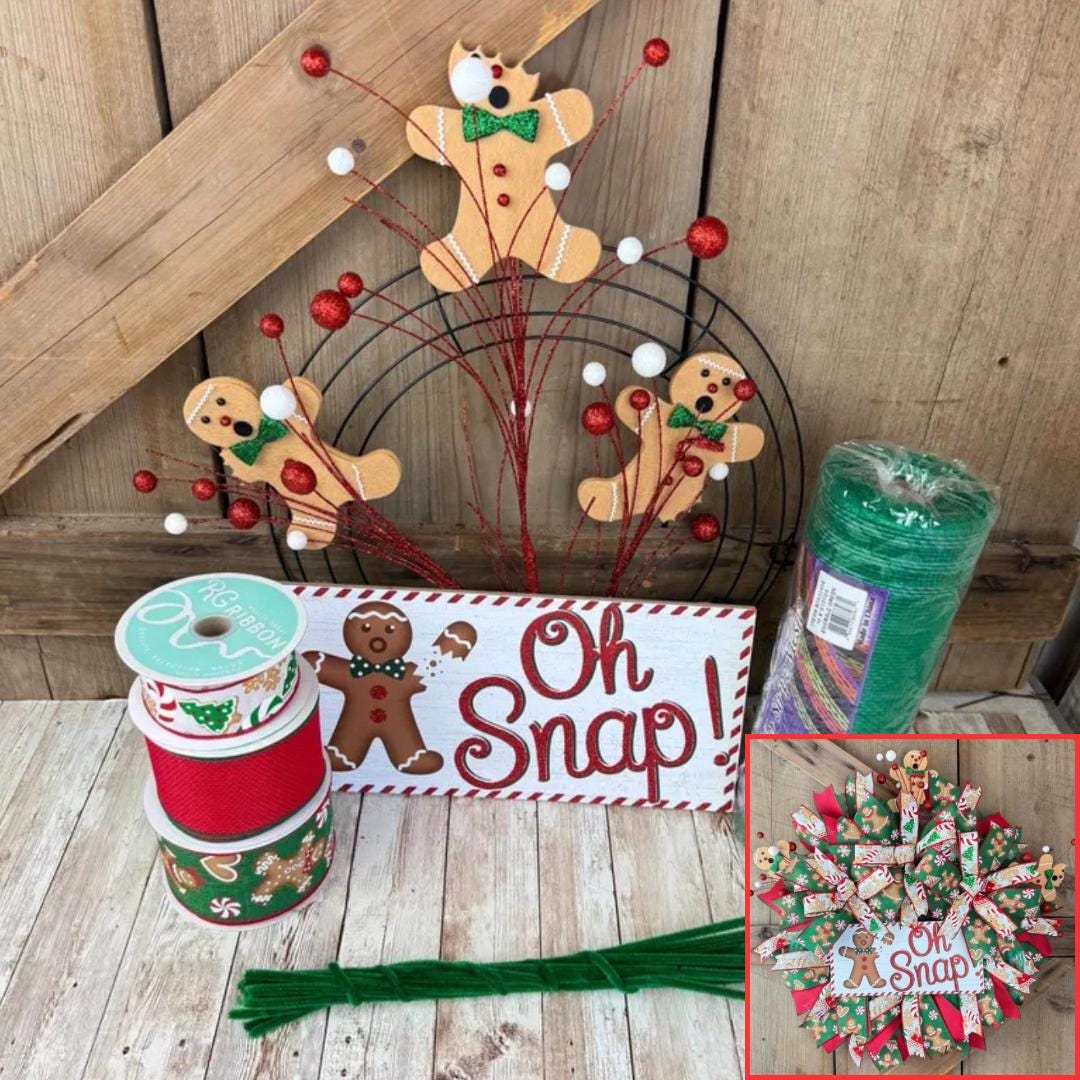 Oh Snap Gingerbread Man Thin Christmas Wreath Kit WITH VIDEO: DIY Holiday Decor