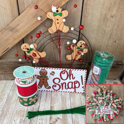 Oh Snap Gingerbread Man Thin Christmas Wreath Kit WITH VIDEO: DIY Holiday Decor