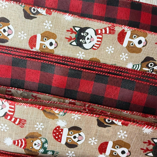Holiday Wreath Kit, Thin Festive Dog Wreath Kit, We Woof You a Merry Christmas Wreath Kit, Xmas Pet Ribbon Mesh Sign Bundle, Dog Themed Gift