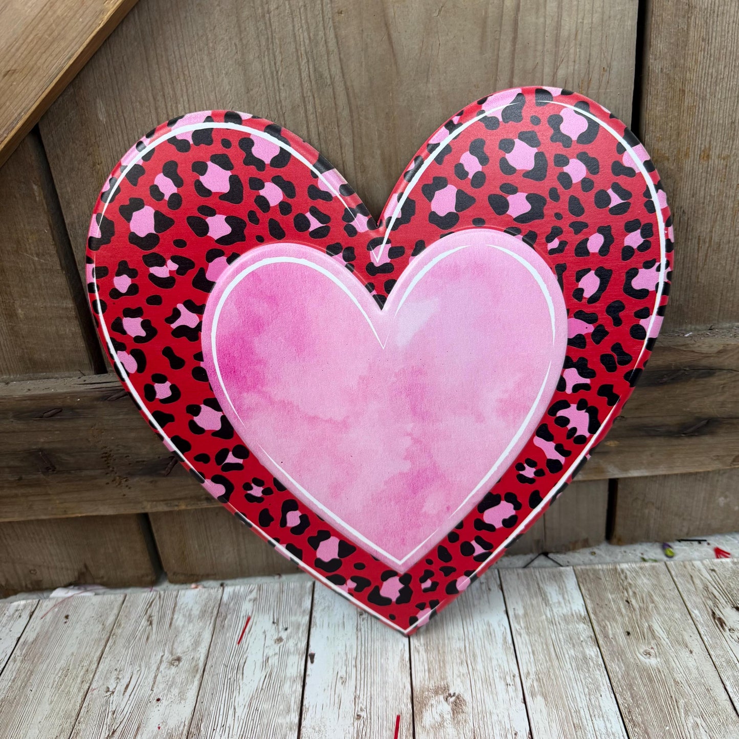 Large Valentine Wreath KIT WITH VIDEO, Pink Leopard Heart Wreath Kit, Do It Yourself Wreath Kit, Valentine’s Day Pink Red Ribbon Mesh Sign