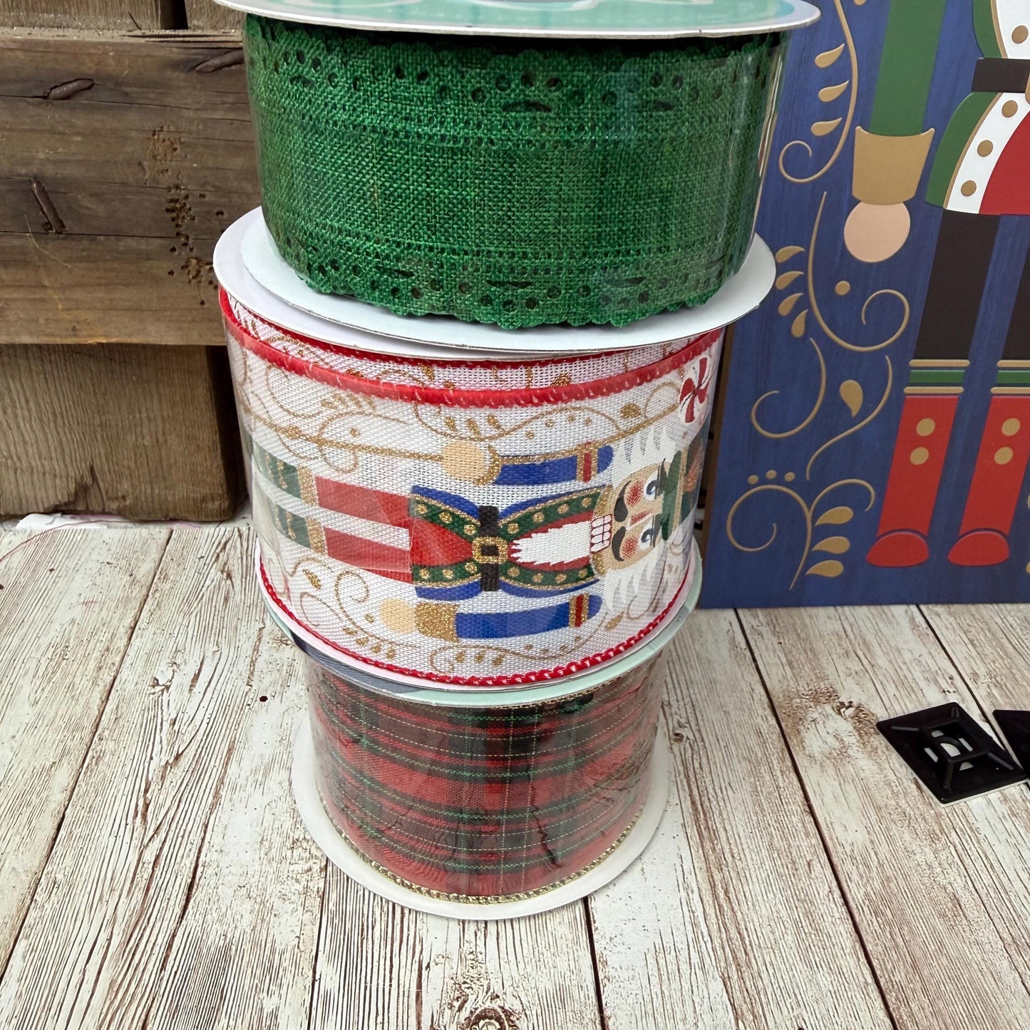 Nutcracker Wreath Kit, Thin Wreath Kit for Storm Door, Christmas DIY Decor, Holiday Front Door Decoration, Nutcracker Soldier Sign & Ribbon