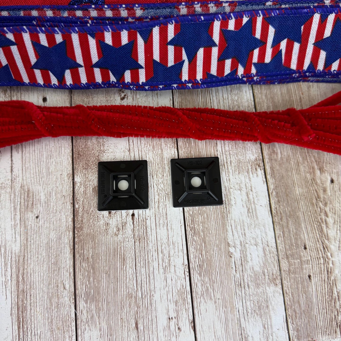 Patriotic Wreath Kit, Thin Red White and Blue Wreath Kit, Do It Yourself Fourth of July Wreath Kit, Memorial Day Ribbon Mesh and Sign Bundle