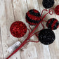 20" Red and Black Foil Ball Pick, Valentine’s Day Decor, Ball Spray for Wreath, Valentine Ball Spray, V-Cut Foil Solid & Stripe Balls Spray