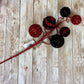 20" Red and Black Foil Ball Pick, Valentine’s Day Decor, Ball Spray for Wreath, Valentine Ball Spray, V-Cut Foil Solid & Stripe Balls Spray