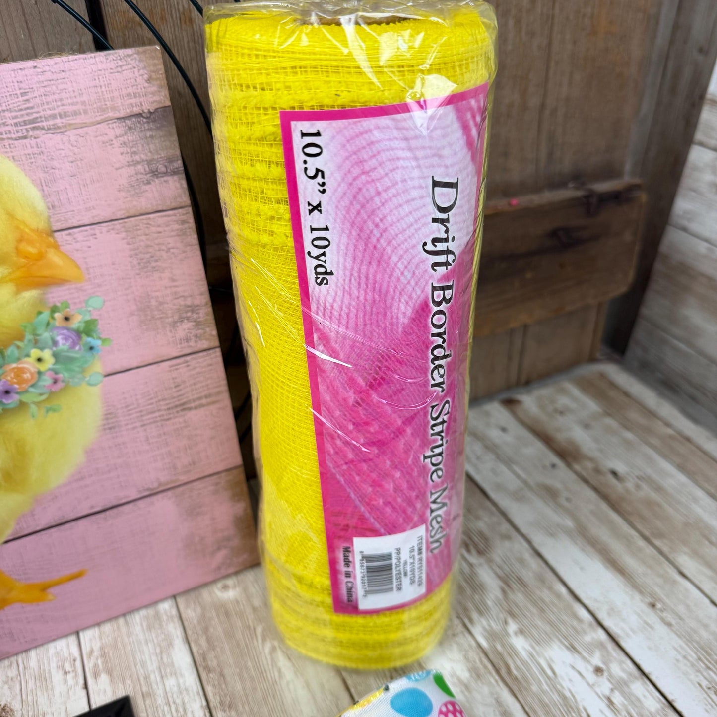 Easter Wreath Kit, Thin Easter Chick Wreath Kit, DIY Wall or Door Decor, Easter Sign Mesh and Ribbon Bundle, Pink Easter Egg Wall Decoration
