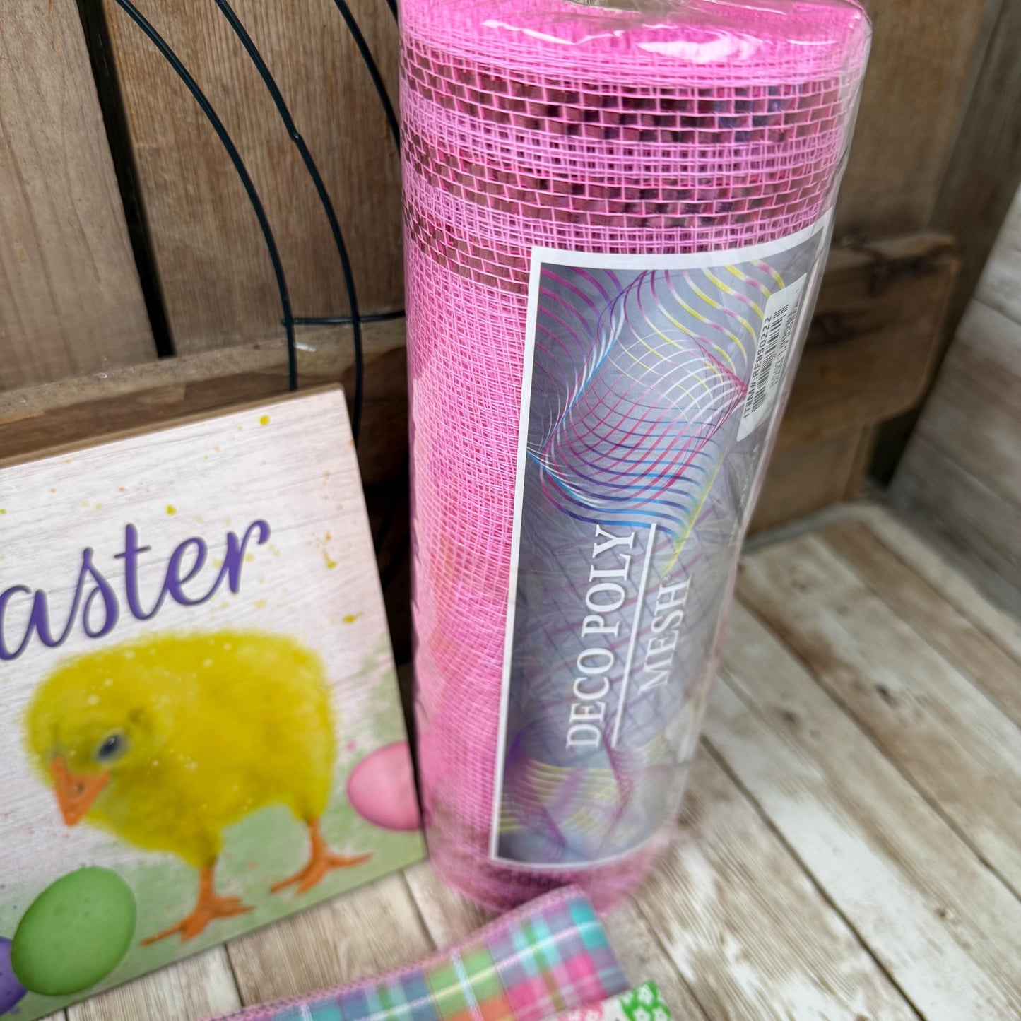 Thin Easter Chick Wreath Kit WITH VIDEO, Easter Wreath Kit, DIY Wall or Door Decor, Easter Sign Mesh & Ribbon Bundle, Easter Wall Decoration