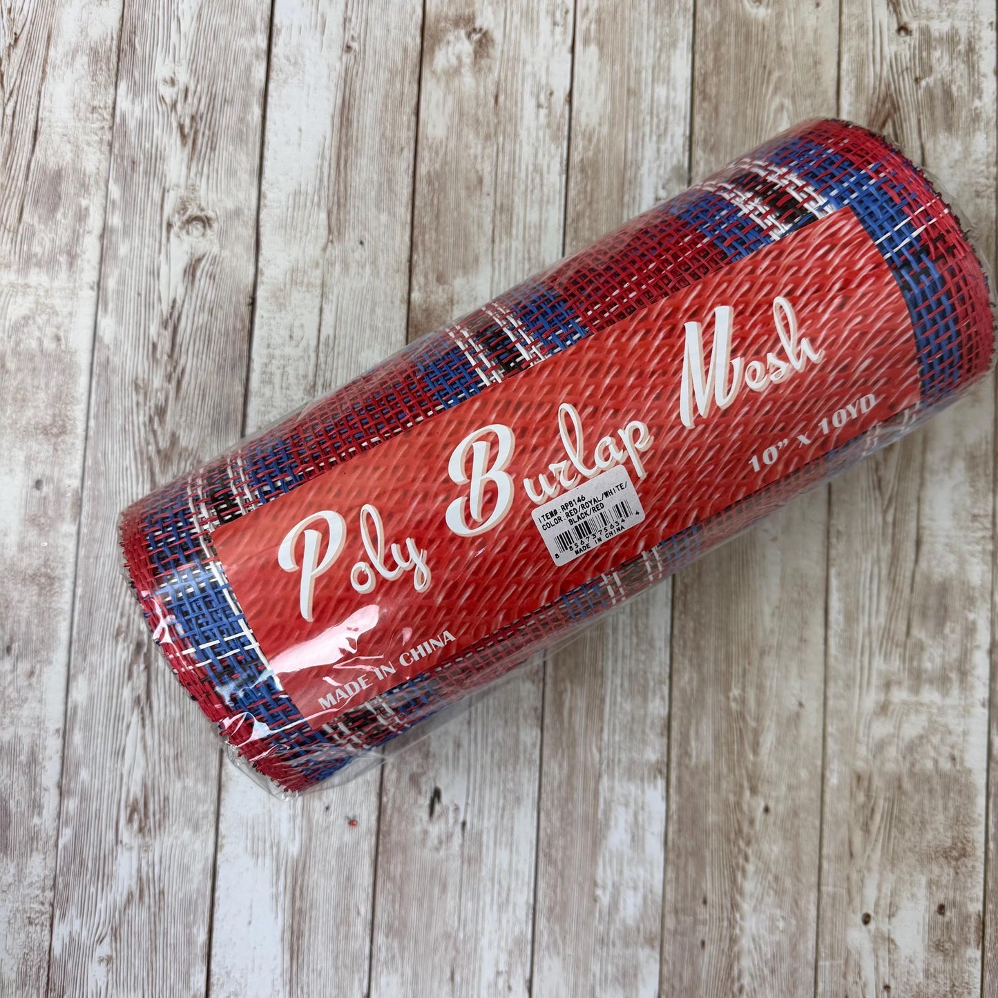 Poly Burlap Mesh, Red White Blue and Black Plaid Mesh, Wreathmaking Supply, Petal Wreath Mesh, Patriotic or Nutcracker Theme Decor, RP8146