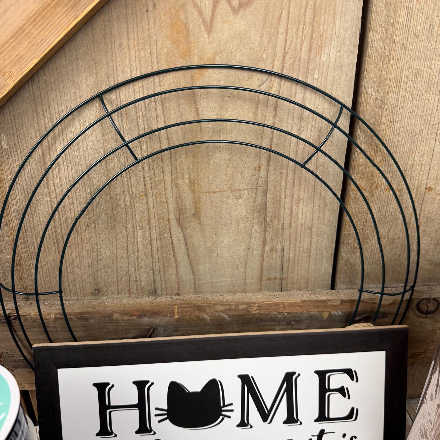 Cat Themed Thin Wreath Kit, Home Is Where My Cat Is, Farmhouse DIY Storm Door Wreath Kit, Cat Mom or Dad Gift, Kitty Decoration, Cat Decor