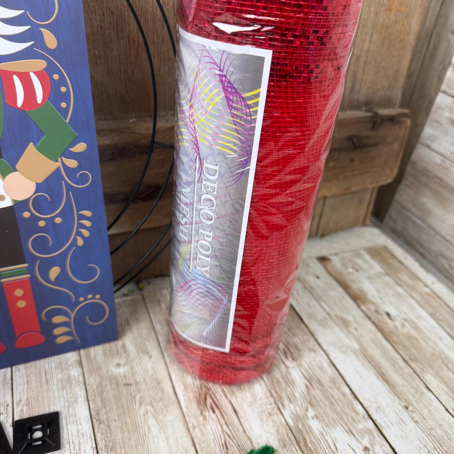 Nutcracker Wreath Kit, Thin Wreath Kit for Storm Door, Christmas DIY Decor, Holiday Front Door Decoration, Nutcracker Soldier Sign & Ribbon
