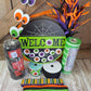 Welcome Eyeballs Halloween Wreath Kit, Large Halloween Wreath Kit, DIY Halloween Wreath Kit, Green Black Halloween Ribbon Mesh Sign Bundle