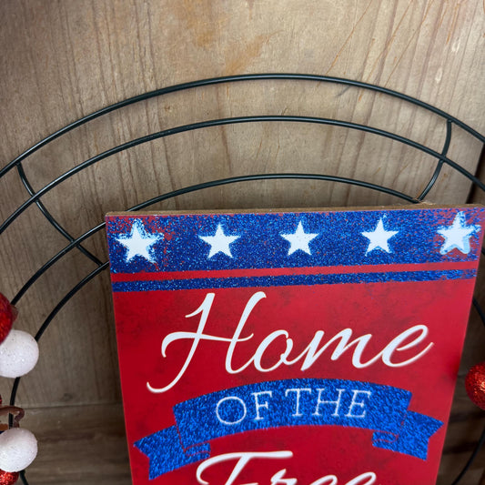 Patriotic Wreath Kit, Thin Red White and Blue Wreath Kit, Do It Yourself Fourth of July Wreath Kit, Memorial Day Ribbon Mesh and Sign Bundle