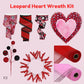 Large Valentine Wreath KIT WITH VIDEO, Pink Leopard Heart Wreath Kit, Do It Yourself Wreath Kit, Valentine’s Day Pink Red Ribbon Mesh Sign