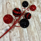 20" Red and Black Foil Ball Pick, Valentine’s Day Decor, Ball Spray for Wreath, Valentine Ball Spray, V-Cut Foil Solid & Stripe Balls Spray