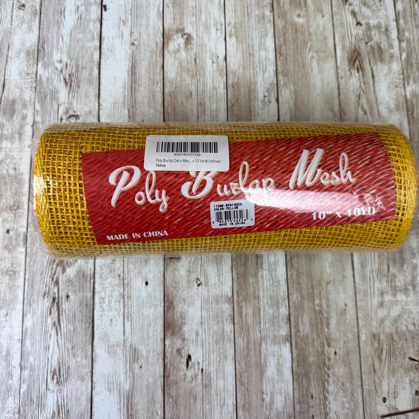 Yellow Poly Burlap Mesh 10” by 10 yards, Large Weave Mesh, Halloween Wreath Supply, Fall Wreathmaking Mesh, Petal Wreath Mesh, RP810029