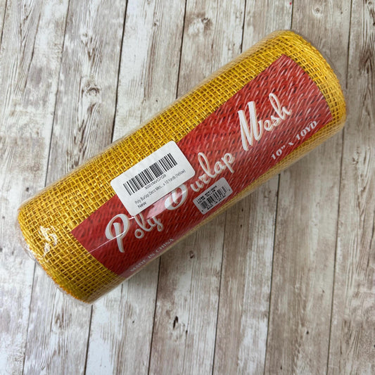 Yellow Poly Burlap Mesh 10” by 10 yards, Large Weave Mesh, Halloween Wreath Supply, Fall Wreathmaking Mesh, Petal Wreath Mesh, RP810029