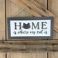 Home is Where My Cat Is Sign, Pet Love Wreath Sign, Cat Door Hanger, Feline Wall Decor, Black Kitty Wall Decoration, Cat Mom or Dad Gift