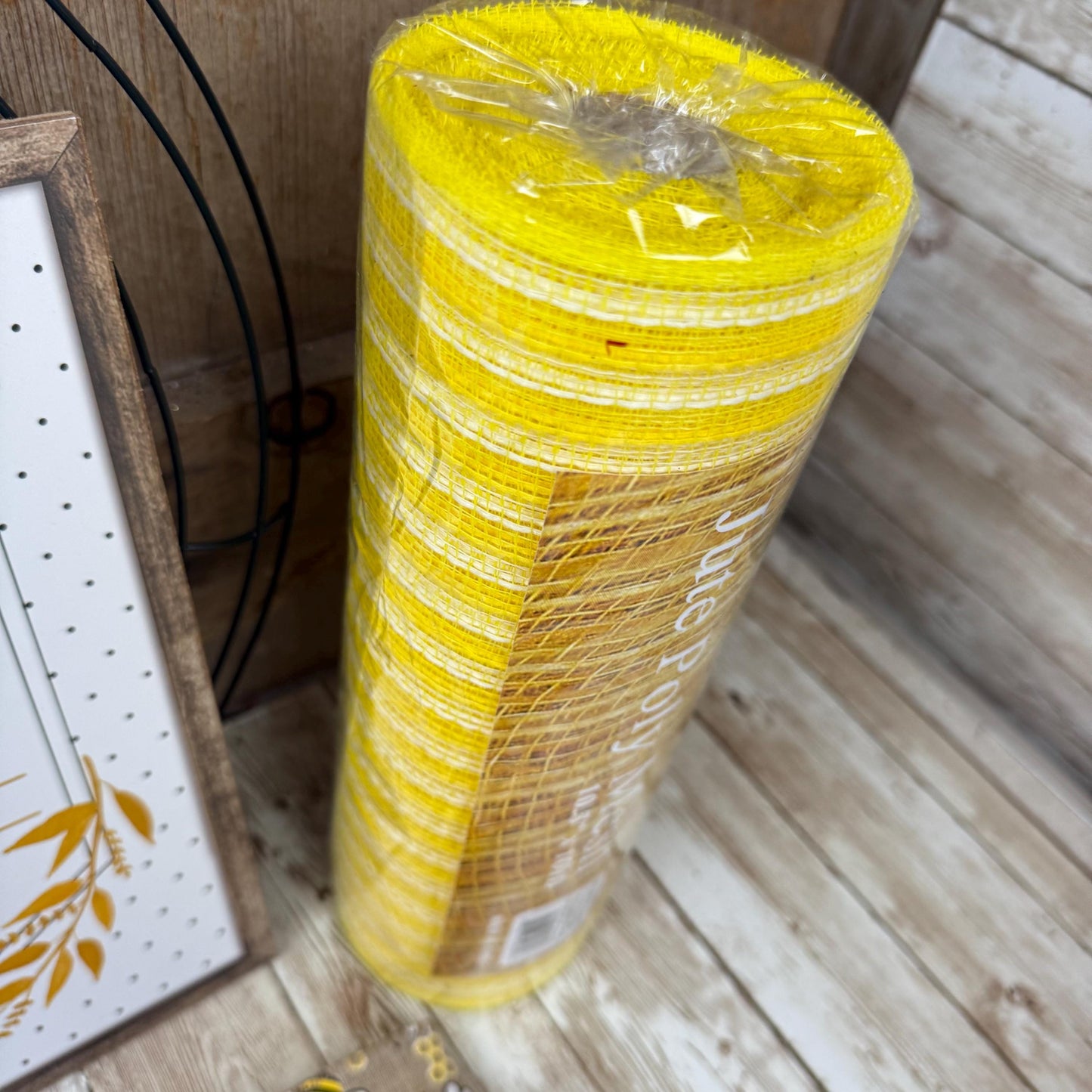 Honey Bee & Co Wreath Kit WITH VIDEO, Do It Yourself Thin Wreath Kit, Yellow and Beige Bee Ribbon Mesh Sign Bundle, DIY Spring Summer Decor